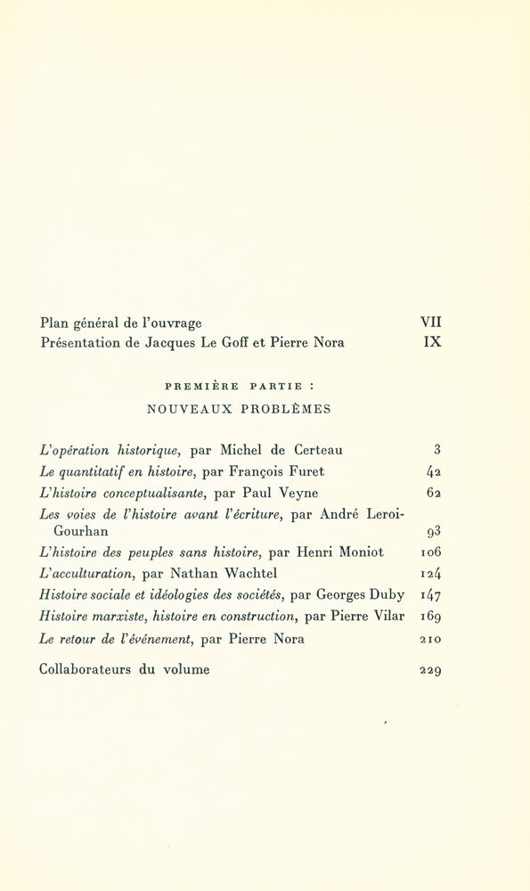 『Faire de l'histoire: Nouveaux problèmes』 2