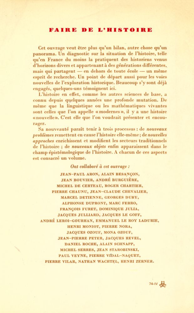 『Faire de l'histoire: Nouveaux problèmes』 3