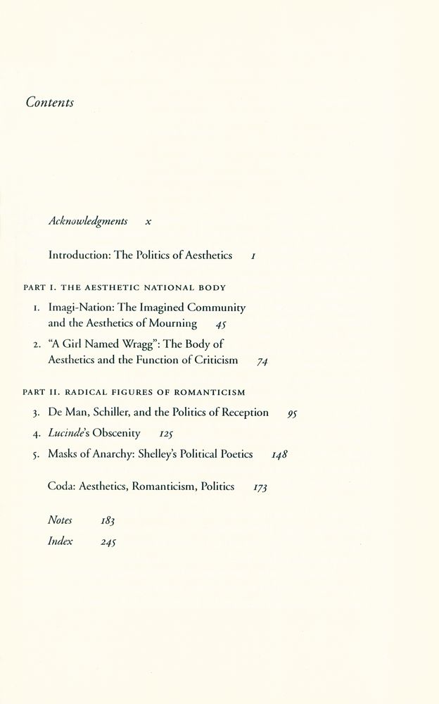 『The politics of aesthetics : nationalism, gender, romanticism』 2