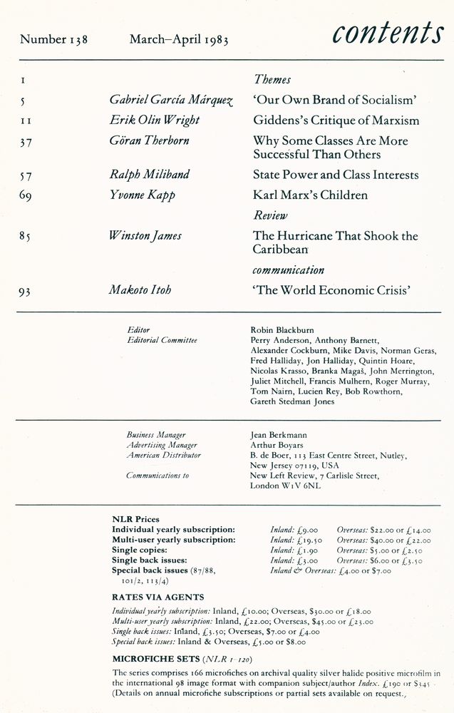 『new left review』 1983 Volume 24 Number 137 - 142 5