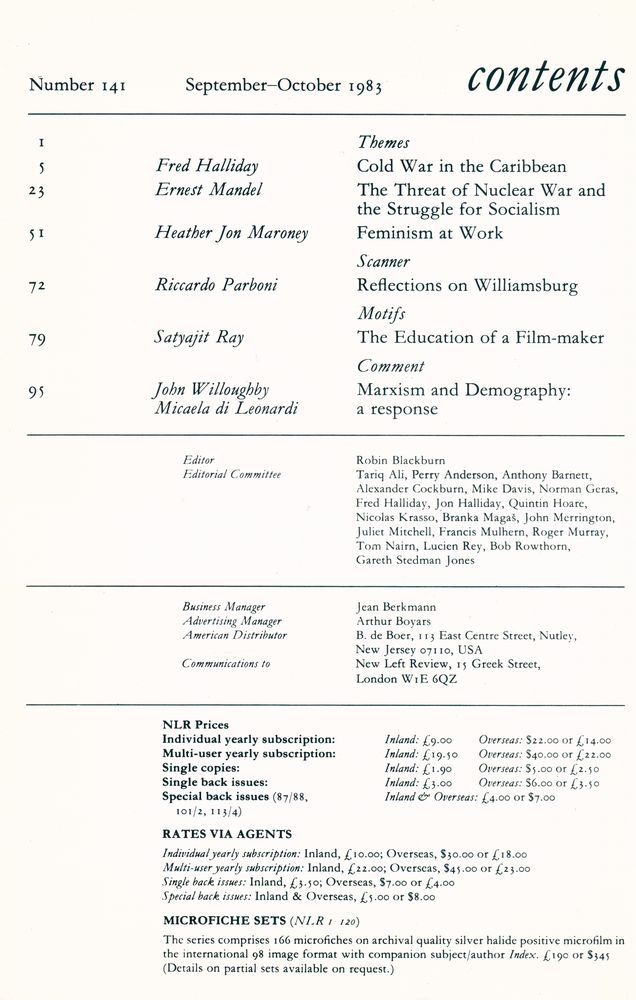 『new left review』 1983 Volume 24 Number 137 - 142