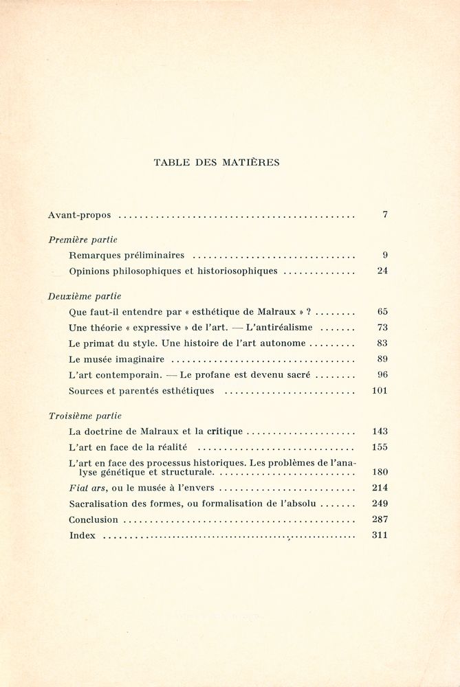 『L'ABSOLU ET LA FORME : L'esthétique d'André Malraux』 2