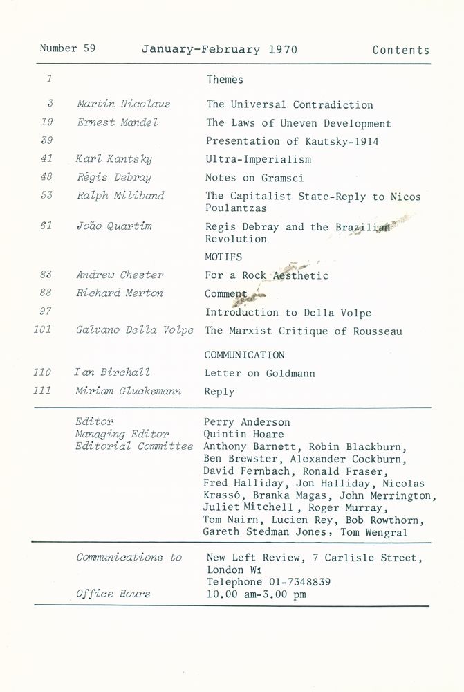 『new left review』 1970 Volume 11 Number (59 - 64)』 2