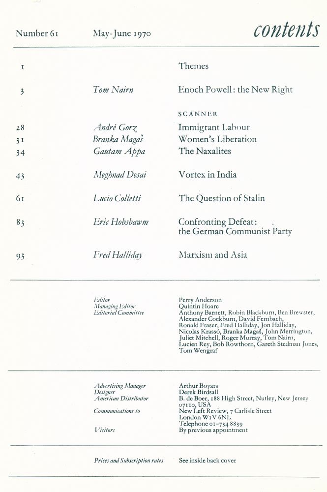 『new left review』 1970 Volume 11 Number (59 - 64)』 4