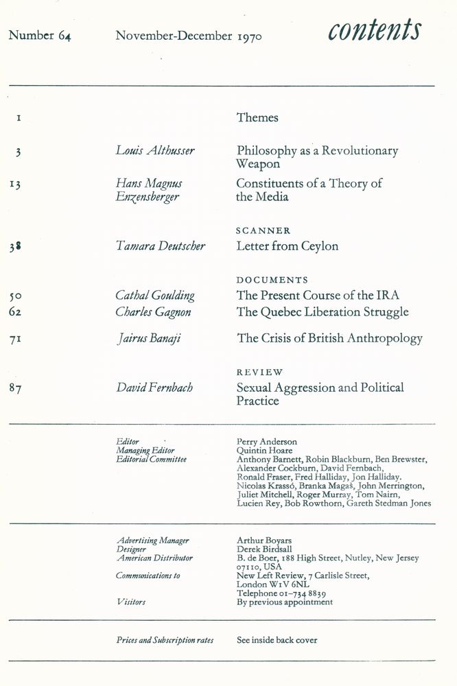 『new left review』 1970 Volume 11 Number (59 - 64)』 7