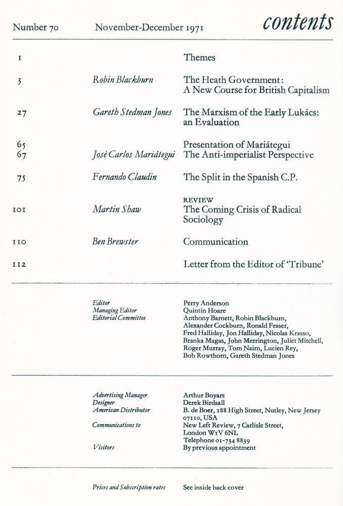 『new left review』 1971 Volume 12 Number (65 - 70)』 7