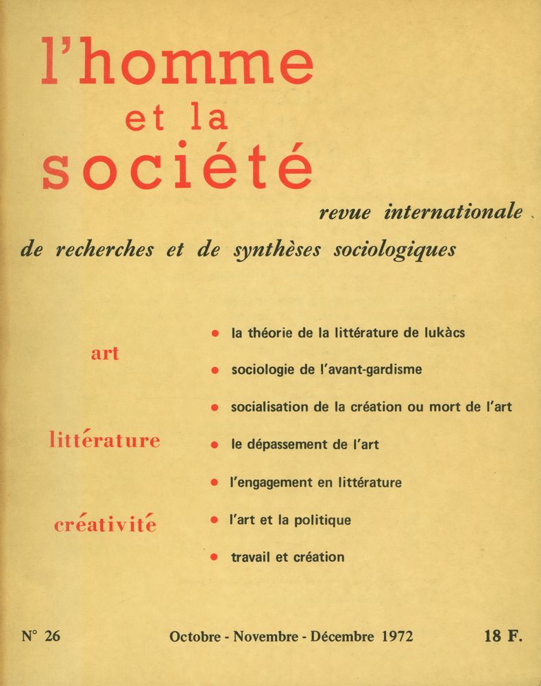 『l'homme et la société : revue internationale de recherches et de synthèses socialogiques』 1