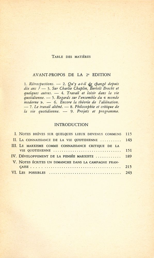 『CRITIQUE DE LA VIE QUOTIDIENNE』 2