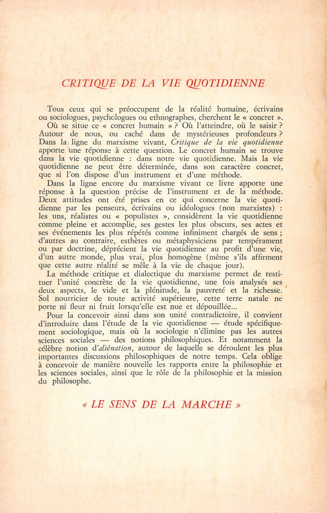 『CRITIQUE DE LA VIE QUOTIDIENNE』 3