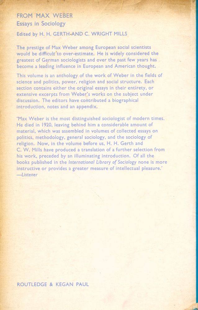 『FROM MAX WEBER : ESSAYS IN SOCIOLOGY』 5