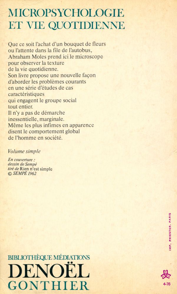 『MICROPSYCHOLOGIE ET VIE QUOTIDIENNE: La société au microscope』 3