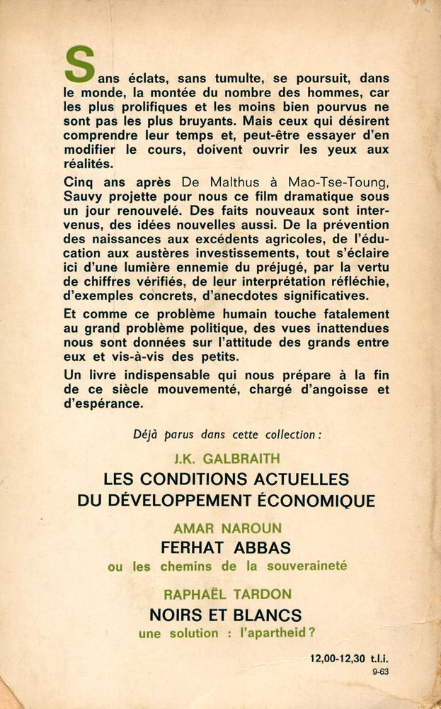 『Malthus et les deux Marx : le problème de la faim et de la guerre dans le monde』 8