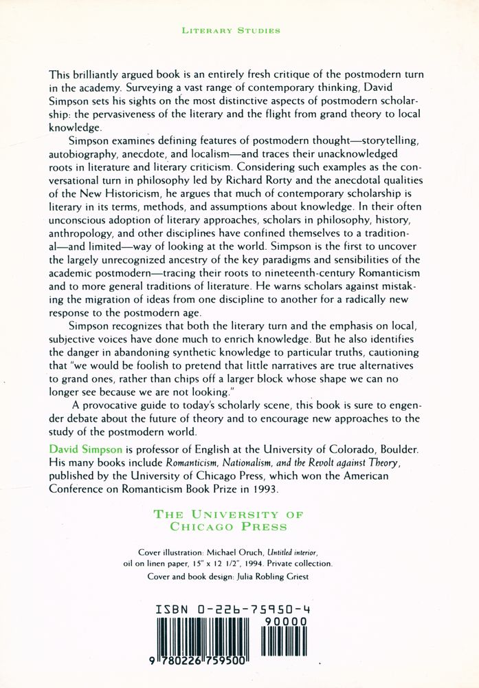 『The academic postmodern and the rule of literature : a report on half - knowledge』 3