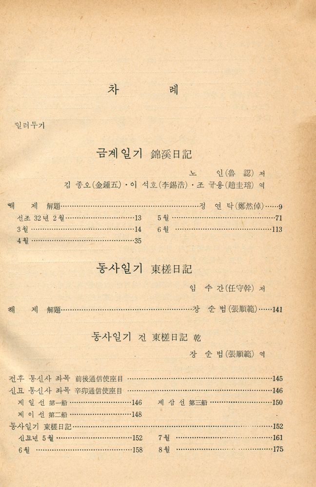 『고전국역총서 86 - 국역 해행총재 Ⅸ: 錦溪日記, 東槎日記(고전국역총서 86 - 국역 해행총재 Ⅸ: 금계일기, 동차일기)』 2