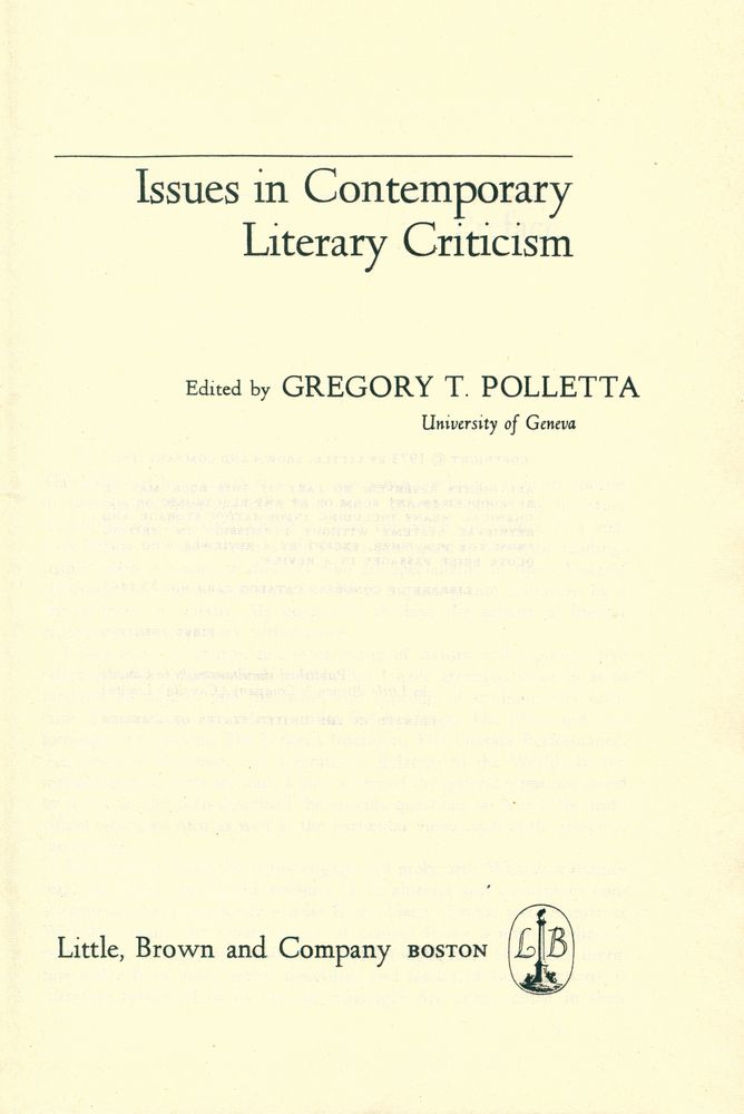 『ISSUES IN CONTEMPORARY LITERARY CRITICISM』 1