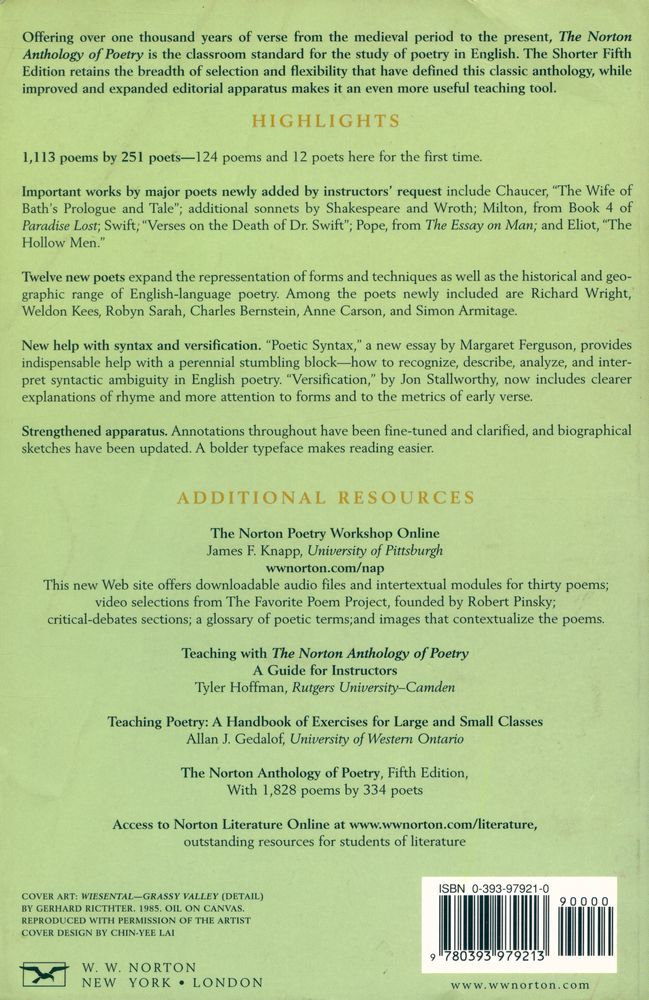 『The Norton anthology of poetry』