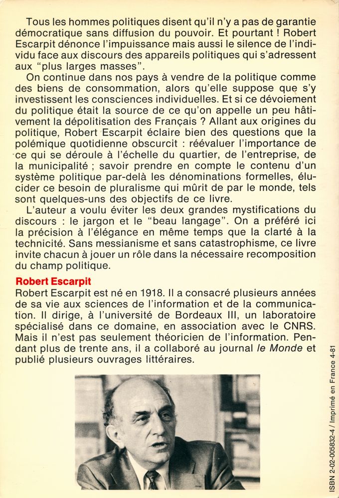 『Théorie de l'information et pratique politique』 4