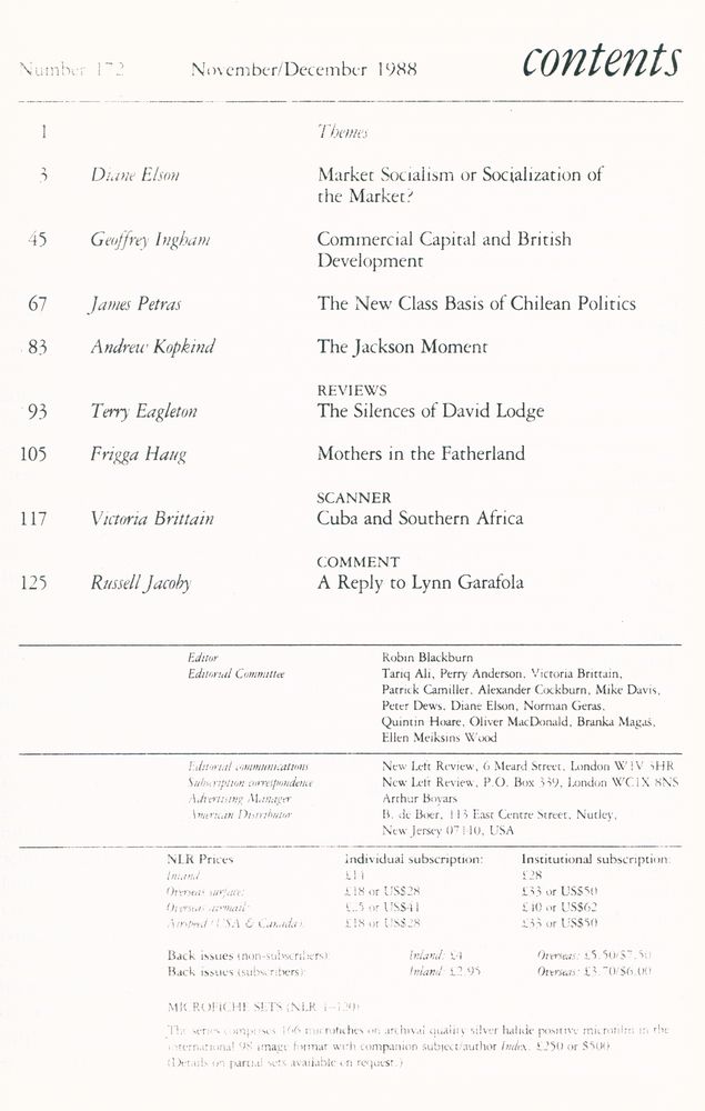 『new left review』 Volume 29 Number (167 - 172) 7