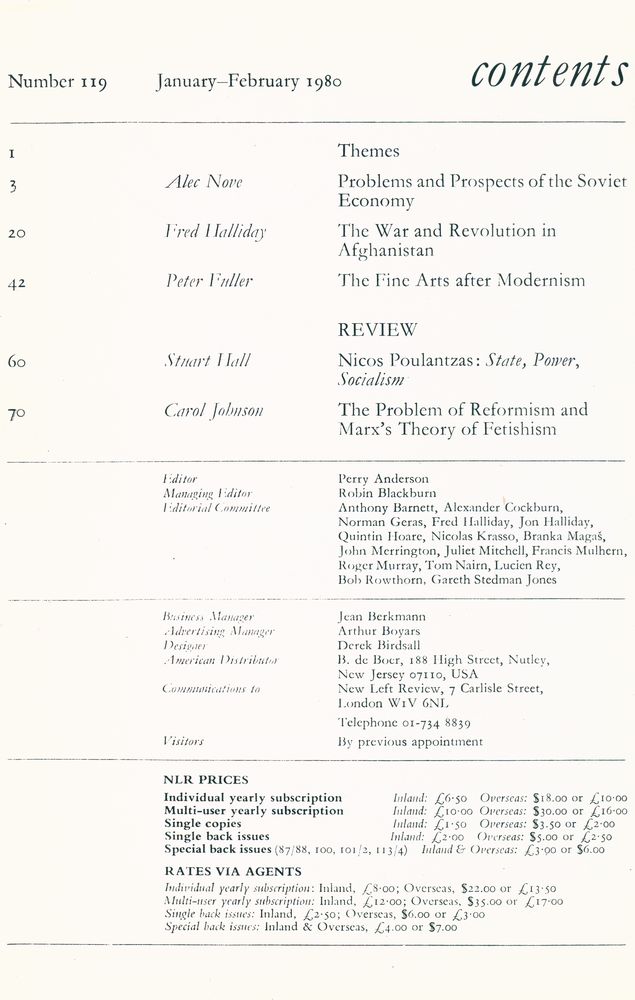 『new left review』 Volume 21 Number (119 - 124) 2