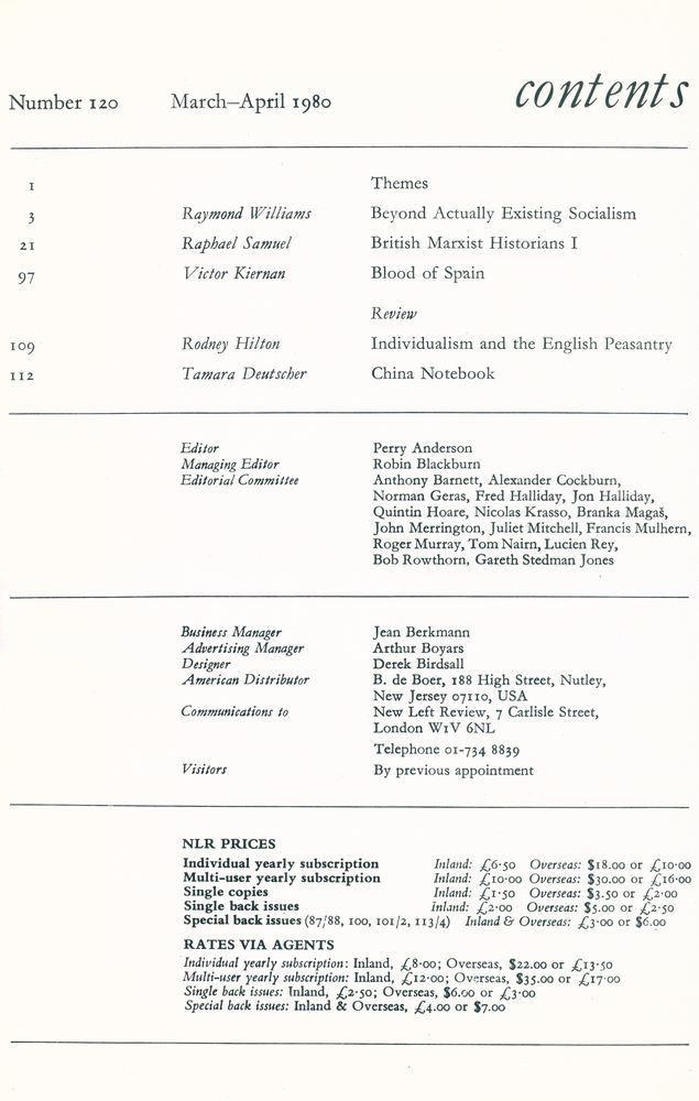 『new left review』 Volume 21 Number (119 - 124) 3