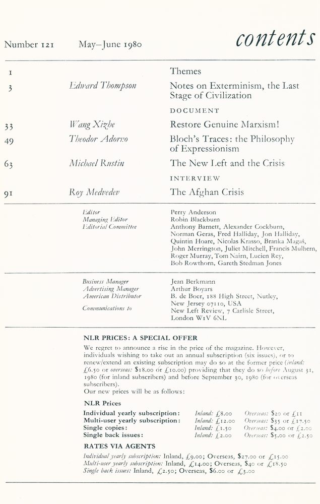 『new left review』 Volume 21 Number (119 - 124) 4