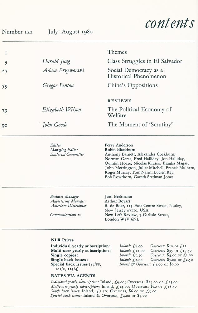『new left review』 Volume 21 Number (119 - 124) 5