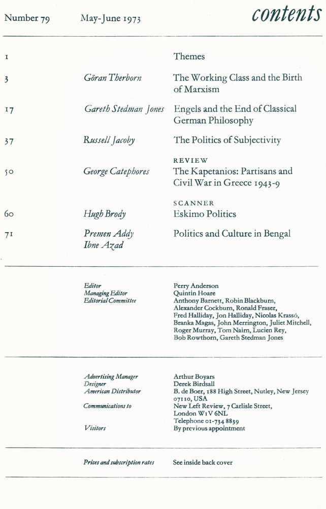 『new left review』 Volume 14 Number (77 - 83) 4