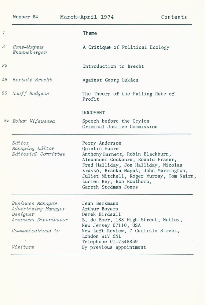 『new left review』 Volume 15 Number (84 - 88) 2