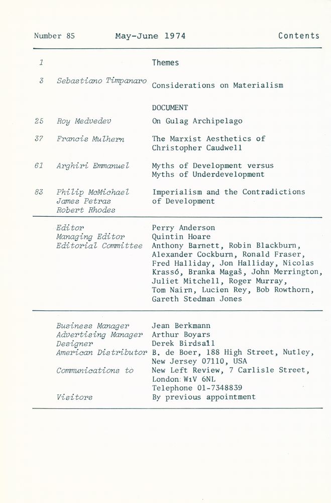 『new left review』 Volume 15 Number (84 - 88) 3