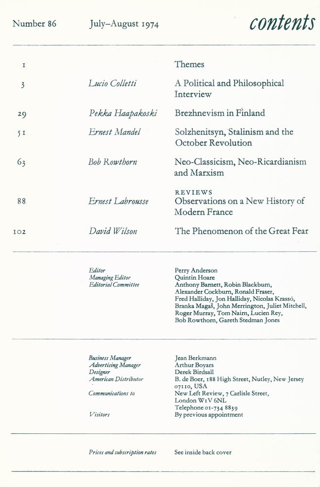 『new left review』 Volume 15 Number (84 - 88) 4