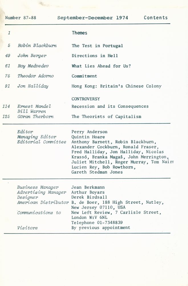『new left review』 Volume 15 Number (84 - 88) 5