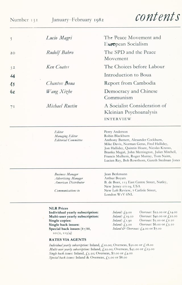 『new left review』 1982 Volume 23 Number (131 - 136) 2