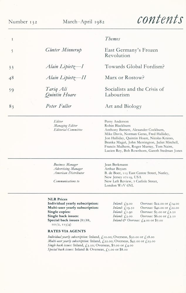 『new left review』 1982 Volume 23 Number (131 - 136) 3