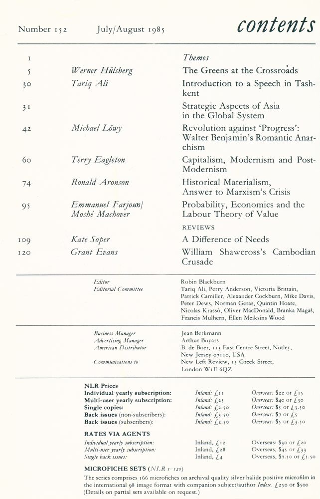 『new left review』 1985 Volume 26 Number (149 - 154) 5