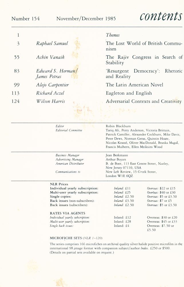 『new left review』 1985 Volume 26 Number (149 - 154) 7
