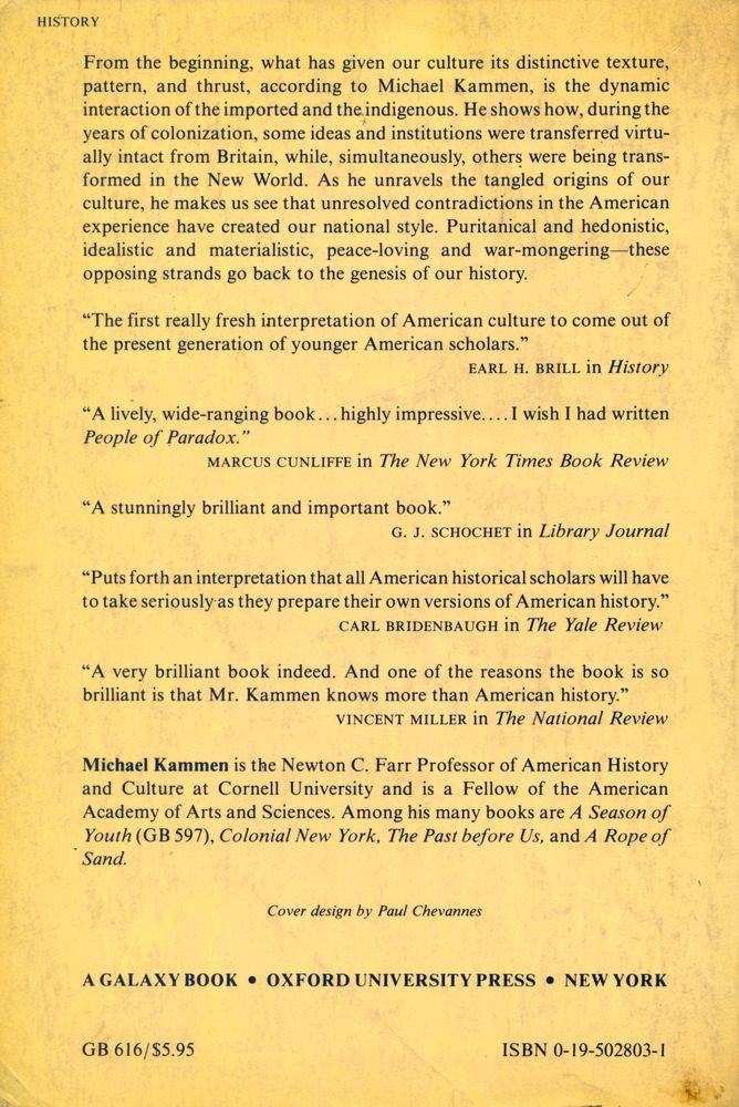 『PEOPLE of PARADOX : AN Inquiry Concerning the Origins of American Civilization』 4