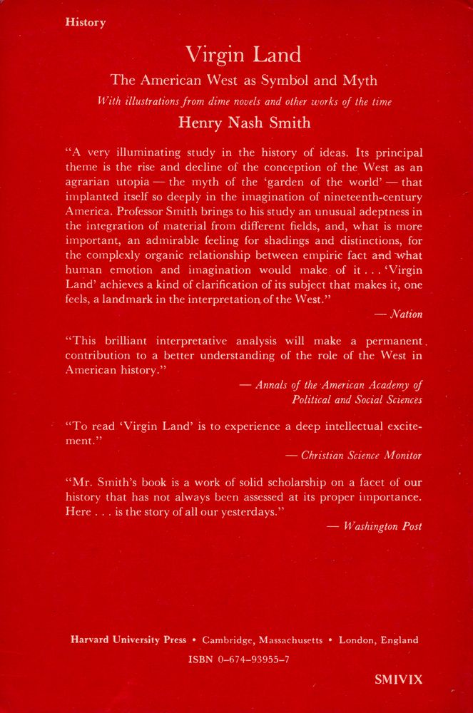 『VIRGIN LAND : THE AMERICAN WEST AS SYMBOL AND MYTH』 4