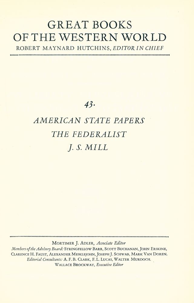 『GREAT BOOKS OF THE WESTERN WORLD : 43 J. S. MILL』 1