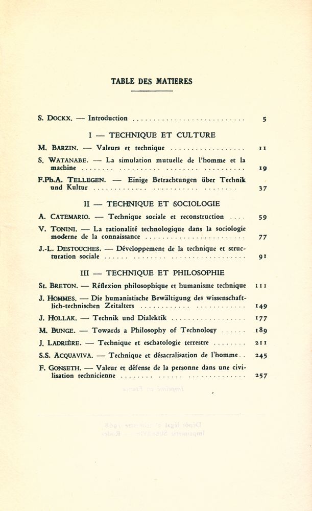 『CIVILISATION TECHNIQUE ET HUMANISME : COLLOQUE DE L'ACADÉMIE INTERNATIONALE DE PHILOSOPHIE DES SCIENCES』 2