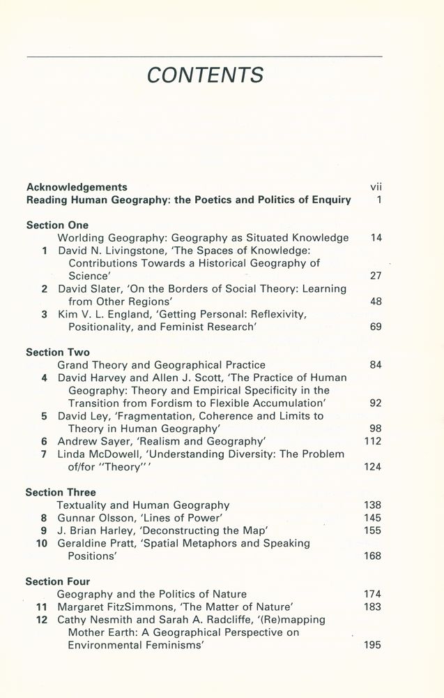 『Reading Human Geography: The Poetics and Politics of Inquiry』 2