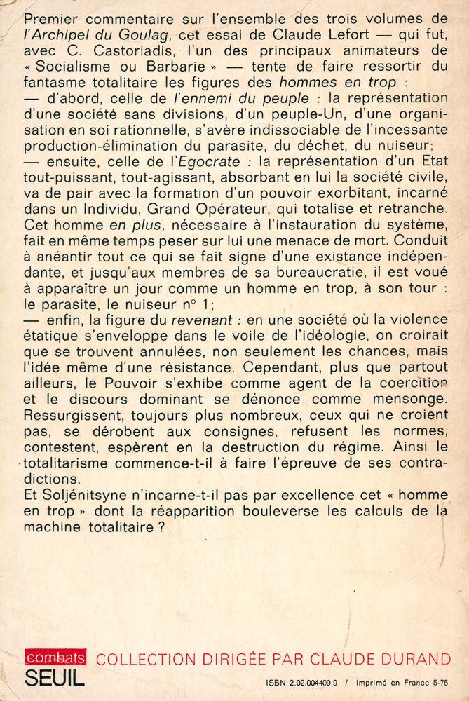 『UN HOMME EN TROP : Réflexions sur 