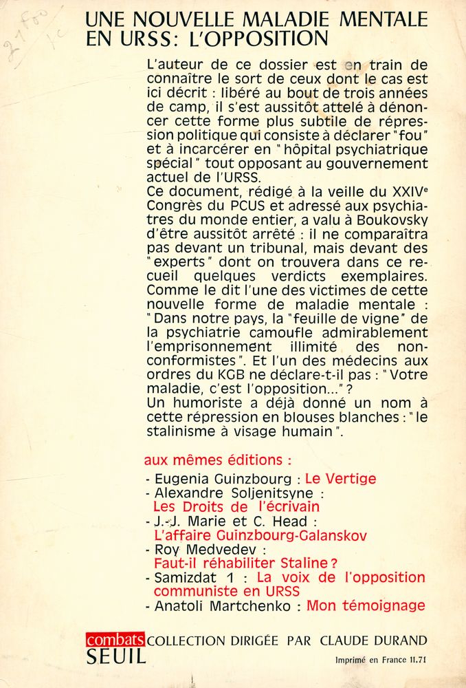 『UNE NOUVELLE MALADIE MENTALE EN URSS : L'OPPOSITION』 4