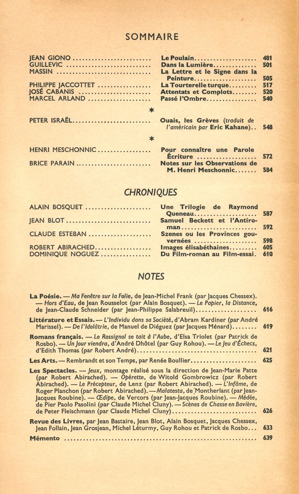 『LA NOUVELLE Revue Francaise』 N° 208 AVRIL 1970 2