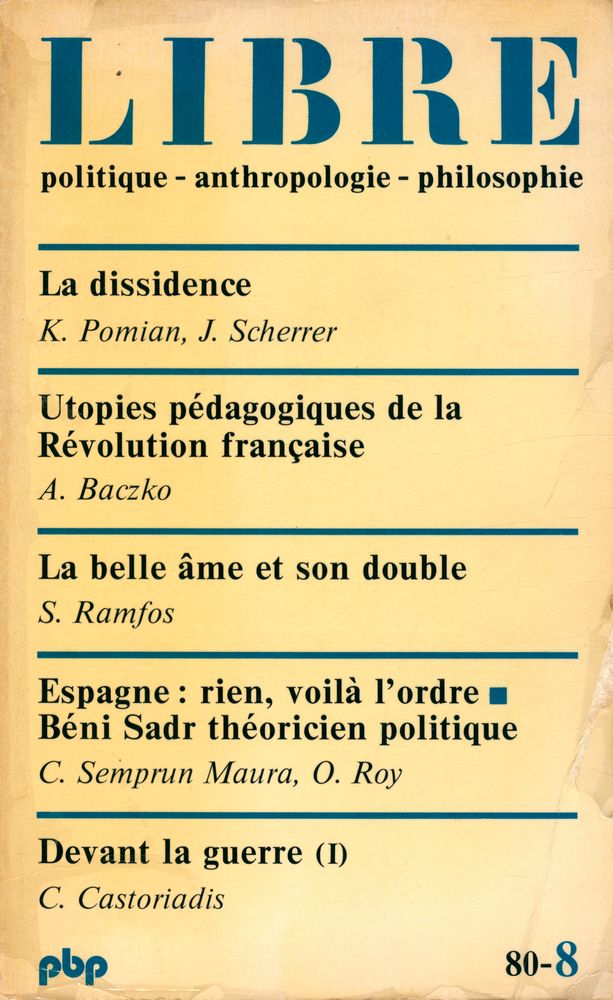 『LIBRE : politique - anthropologie - philosophie』 1