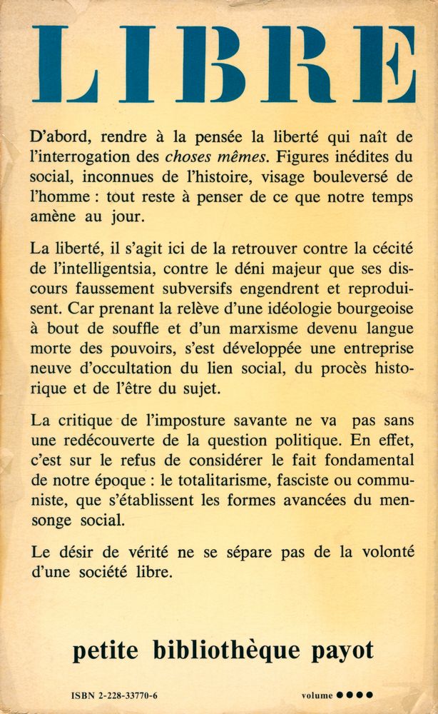 『LIBRE : politique - anthropologie - philosophie』 3