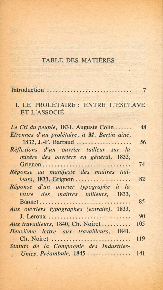 『La parole ouvrière : 1830/1851』 2