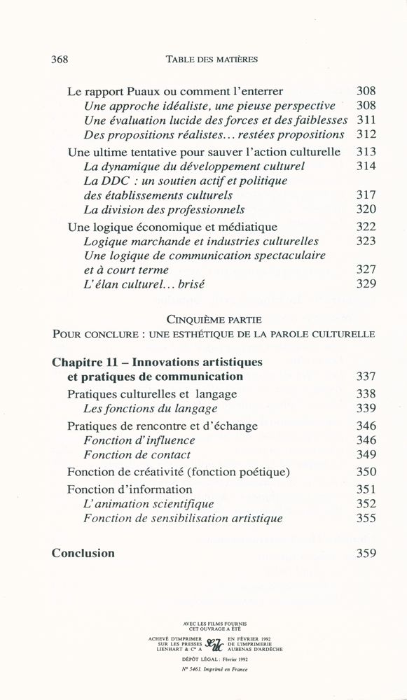 『La culture en action : DE Vilar à Lang : le sens perdu』 7