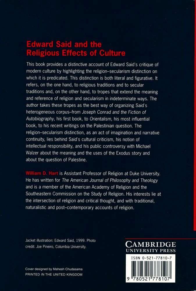 『Edward Said and the religious effects of culture』 3