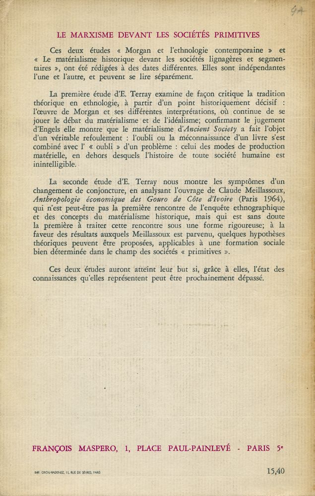 『LE MARXISME DEVANT LES SOCIÉTÉS 