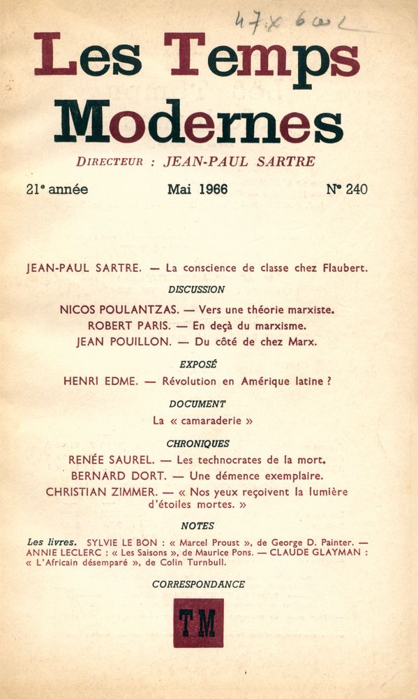 『Les Temps Modernes』 21° anné Mai 1966 N° 240 1